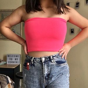 neon pink tube top
